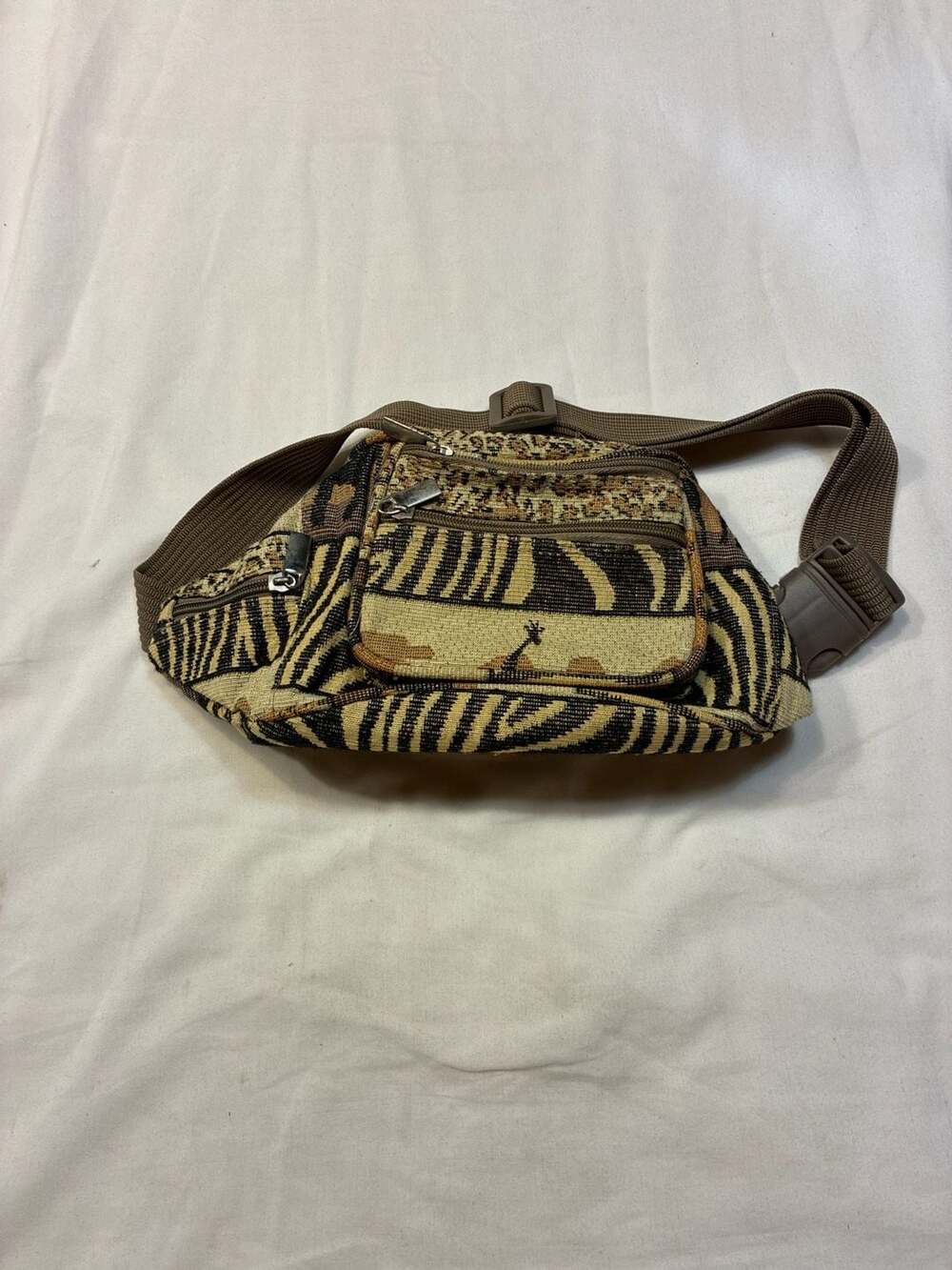 Vintage Pioneer Express Safari Animal Print Tapestry Fanny Pack Waist Bag